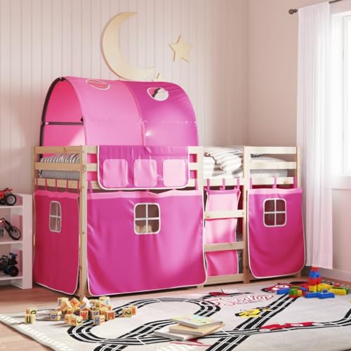 MOBCANT Etagenbett mit Vorhängen, Futonbett Bettgestell Bettsystem Tagesbett Geeignet für Gästezimmer Schulen Wohnungen Hotel Rosa 80x200 cm Massivholz Kiefer MOBCANT Etagenbett mit Vorhängen, Futonbett Bettgestell Bettsystem Tagesbett Geeignet für Gästezimmer Schulen Wohnungen Hotel Rosa 80x200 cm Massivholz Kiefer von MOBCANT