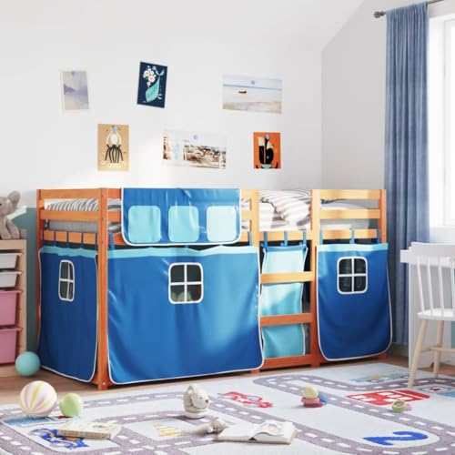 MOBCANT Etagenbett mit Vorhängen, Futonbett Bettstütze Tagesbett Bettgestell Geeignet für Gästezimmer Schulen Hotel Wohnungen Blau 90x190 cm Massivholz Kiefer MOBCANT Etagenbett mit Vorhängen, Futonbett Bettstütze Tagesbett Bettgestell Geeignet für Gästezimmer Schulen Hotel Wohnungen Blau 90x190 cm Massivholz Kiefer von MOBCANT