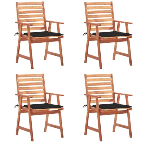 MOBCANT Garten-Essstühle 4 STK. mit Kissen, Balkonstühle Barstühle Loungestuhl Gartenstühle Geeignet für Patio Balkon Business Exhibition Rasen Massivholz Akazie von MOBCANT
