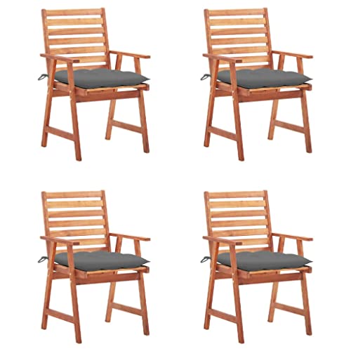 MOBCANT Garten-Essstühle 4 STK. mit Kissen, Relaxstühle Strandstühle Barstühle Loungestuhl Geeignet für Garten Business Exhibition Rasen Balkon Massivholz Akazie von MOBCANT