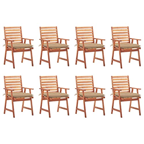 MOBCANT Garten-Essstühle 8 STK. mit Kissen, Balkonmöbel Bistrostühle Barstühle Gartenmöbel Geeignet für Rasen Balkon Patio Terrasse Massivholz Akazie von MOBCANT
