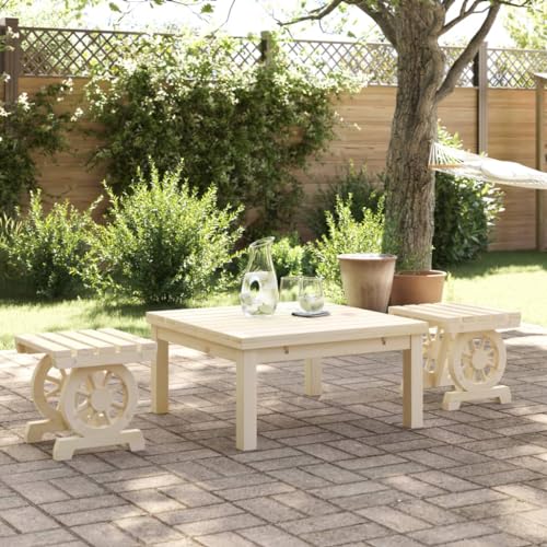 MOBCANT Garten-Fußhocker 2 STK, Terrassenstühle Loungestuhl Balkonstühle Bistrohocker Geeignet für Terrasse Rasen Garten Patio Massivholz Tanne von MOBCANT