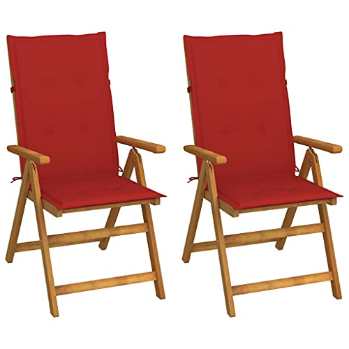 MOBCANT Garten-Liegestühle 2 STK, Essstühle Loungestuhl Relaxstühle Balkonmöbel Geeignet für Balkon Business Exhibition Garten Terrasse mit Kissen Akazie Massivholz von MOBCANT