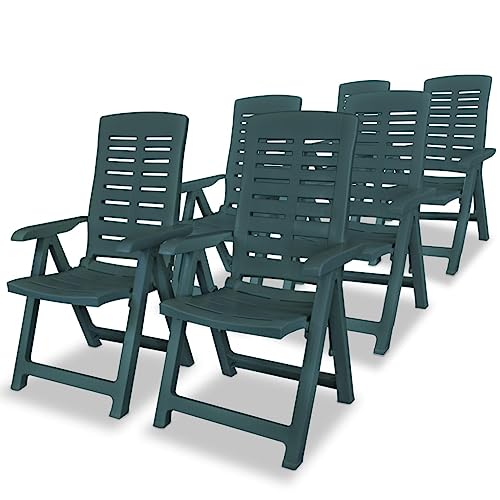 MOBCANT Garten-Liegestühle 6 STK, Gartenstühle Gartenmöbel Essstühle Bistrostühle Geeignet für Rasen Balkon Terrasse Garten Kunststoff Grün von MOBCANT