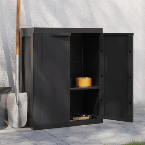 MOBCANT Gartenschrank Schwarz 65x37x85 cm PP, Aufbewahrungsschrank Schrank abschließbar Vorratsschrank Haushaltsschrank Geeignet für Garten Farm Obstgarten Weide von MOBCANT