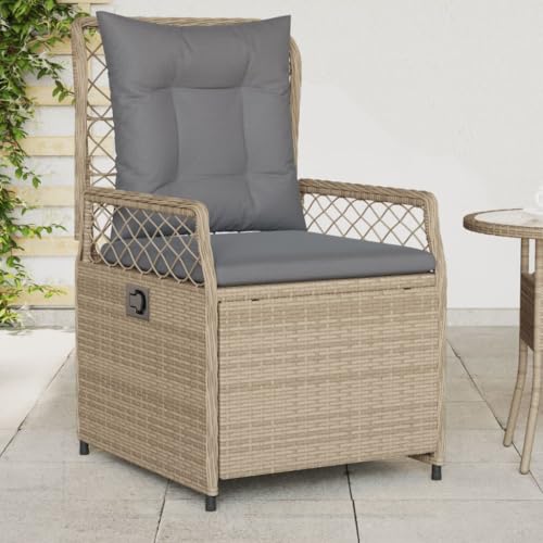 MOBCANT Gartensessel 2 STK. Verstellbar, Terrassenstühle Balkonmöbel Gartenmöbel Loungestuhl Geeignet für Terrasse Rasen Patio Business Exhibition Beige Poly Rattan von MOBCANT