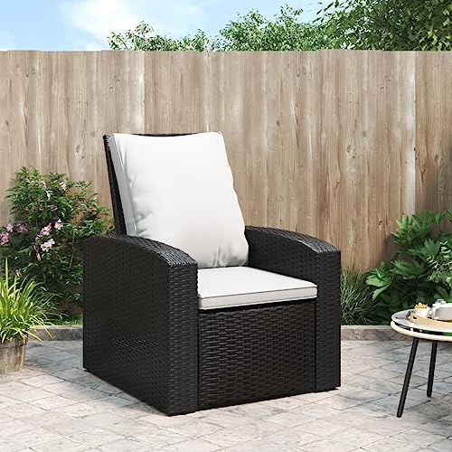 MOBCANT Gartensessel Verstellbar mit Kissen, Terrassenstühle Relaxstühle Strandstühle Barstühle Geeignet für Rasen Patio Balkon Business Exhibition Schwarz Poly Rattan von MOBCANT