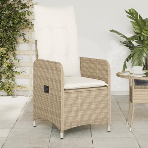 MOBCANT Gartensessel mit Kissen 2 STK, Terrassenstühle Gartenmöbel Relaxstühle Bistrostühle Geeignet für Business Exhibition Garten Patio Rasen Verstellbar Beige Poly Rattan von MOBCANT