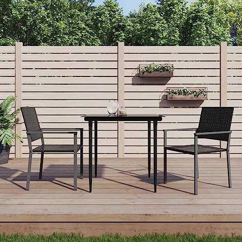 MOBCANT Gartenstühle 2 STK, Barstühle Terrassenstühle Loungestuhl Gartenmöbel Geeignet für Garten Patio Rasen Terrasse Schwarz 54x62.5x89 cm Poly Rattan von MOBCANT