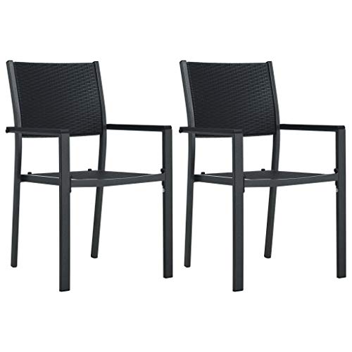 MOBCANT Gartenstühle 2 STK, Bistrostühle Relaxstühle Loungestuhl Gartensessel Geeignet für Balkon Terrasse Garten Rasen Schwarz Kunststoff Rattan-Optik von MOBCANT