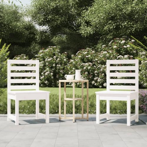 MOBCANT Gartenstühle 2 STK, Bistrostühle Terrassenstühle Balkonstühle Loungestuhl Geeignet für Garten Terrasse Business Exhibition Patio Weiß 50x48x91.5 cm Massivholz Kiefer von MOBCANT