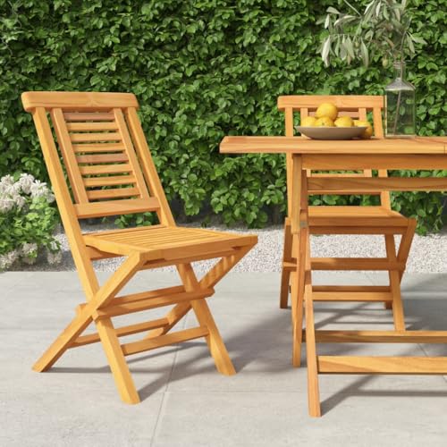 MOBCANT Gartenstühle 2 STK, Gartenmöbel Essstühle Balkonstühle Terrassenstühle Geeignet für Business Exhibition Garten Patio Balkon Klappbar 47x63x90 cm Massivholz Teak von MOBCANT