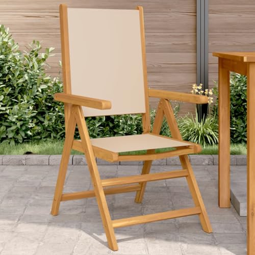 MOBCANT Gartenstühle 2 STK, Loungestuhl Barstühle Terrassenstühle Gartensessel Geeignet für Terrasse Rasen Garten Business Exhibition Beige Massivholz Akazie & Stoff von MOBCANT