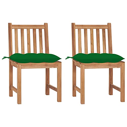 MOBCANT Gartenstühle 2 STK. mit Kissen, Balkonmöbel Essstühle Terrassenstühle Loungestuhl Geeignet für Rasen Terrasse Balkon Business Exhibition Massivholz Teak von MOBCANT