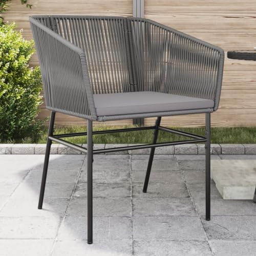 MOBCANT Gartenstühle 2 STK. mit Kissen, Loungestuhl Gartenmöbel Strandstühle Balkonstühle Geeignet für Patio Terrasse Business Exhibition Garten Grau Poly Rattan von MOBCANT