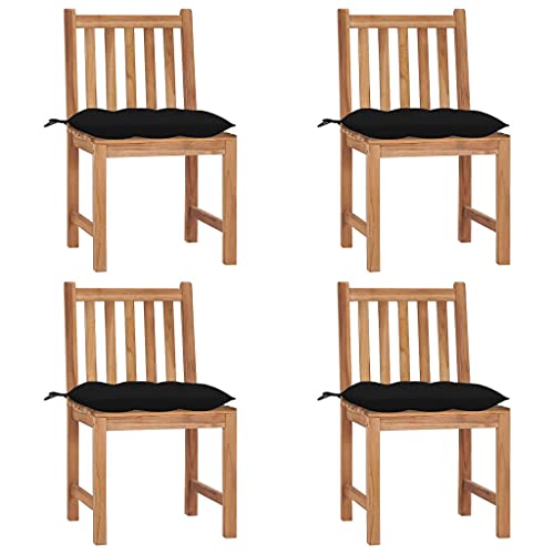 MOBCANT Gartenstühle 4 STK. mit Kissen, Balkonstühle Terrassenstühle Bistrostühle Strandstühle Geeignet für Balkon Garten Rasen Patio Massivholz Teak von MOBCANT