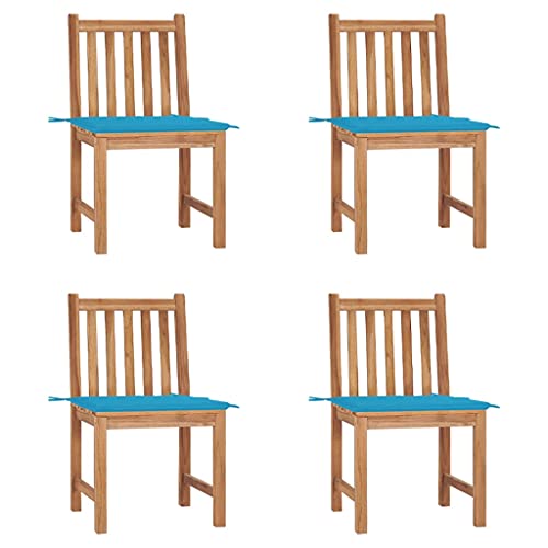 MOBCANT Gartenstühle 4 STK. mit Kissen, Relaxstühle Bistrostühle Loungestuhl Strandstühle Geeignet für Terrasse Garten Balkon Rasen Massivholz Teak von MOBCANT