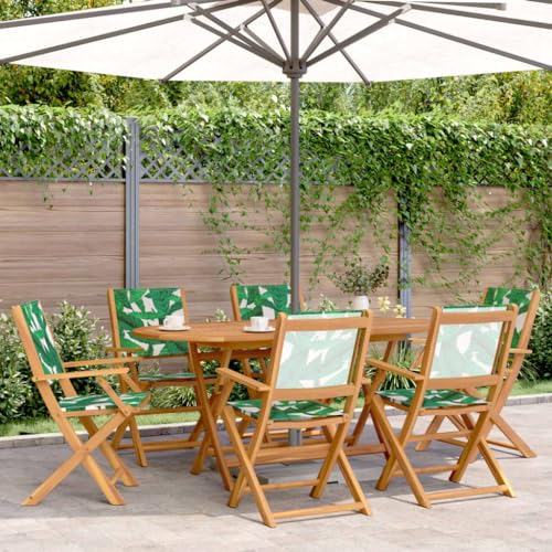 MOBCANT Gartenstühle 6 STK, Barstühle Gartenmöbel Terrassenstühle Loungestuhl Geeignet für Balkon Patio Business Exhibition Garten Klappbar Grün Stoff und Massivholz von MOBCANT