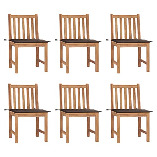 MOBCANT Gartenstühle 6 STK. mit Kissen, Terrassenstühle Gartenmöbel Essstühle Loungestuhl Geeignet für Patio Garten Balkon Business Exhibition Massivholz Teak von MOBCANT