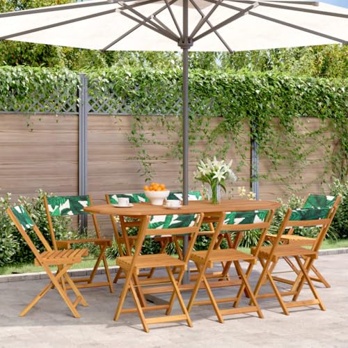MOBCANT Gartenstühle 8 STK, Balkonmöbel Loungestuhl Relaxstühle Balkonstühle Geeignet für Garten Terrasse Balkon Rasen Klappbar Grün Stoff und Massivholz von MOBCANT