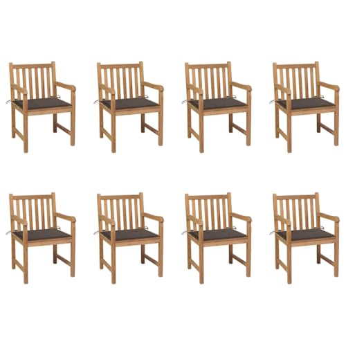 MOBCANT Gartenstühle 8 STK. mit Taupe Kissen, Essstühle Balkonstühle Loungestuhl Gartenmöbel Geeignet für Garten Business Exhibition Terrasse Balkon Massivholz Teak von MOBCANT