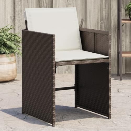 MOBCANT Gartenstühle mit Kissen 4 STK, Gartenmöbel Essstühle Relaxstühle Balkonmöbel Geeignet für Balkon Rasen Patio Platz Braun Poly Rattan von MOBCANT