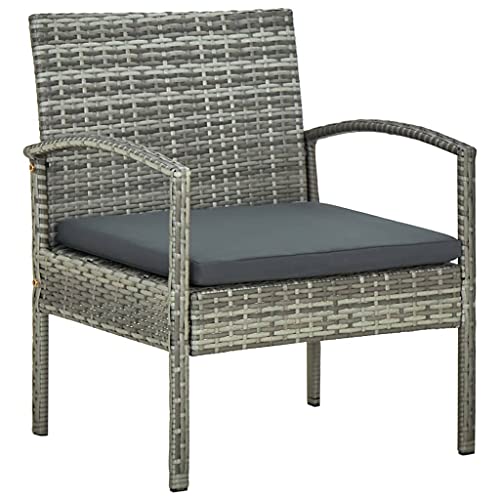 MOBCANT Gartenstuhl mit Kissen, Barstühle Terrassenstühle Gartenmöbel Loungestuhl Geeignet für Garten Rasen Balkon Terrasse Poly Rattan Grau von MOBCANT
