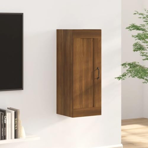 MOBCANT Hängeschrank Braun Eichen-Optik 35x34x90 cm Holzwerkstoff, Büroschrank Schränkchen Schränke Mehrzweckschrank Geeignet für Wohnheim Flur Schlafzimmer Büro von MOBCANT