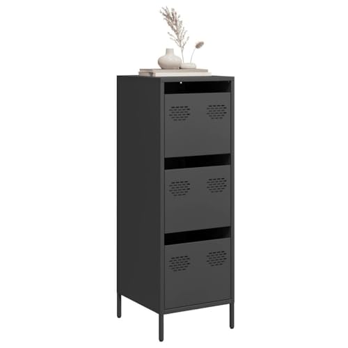 MOBCANT Highboard, Kleiderschrank Vitrinenschrank Geschirrschrank Vorratsschrank Geeignet für Korridor Wohnbereich Küche Schlafzimmer Schwarz 39x35x103,5 cm Stahl von MOBCANT