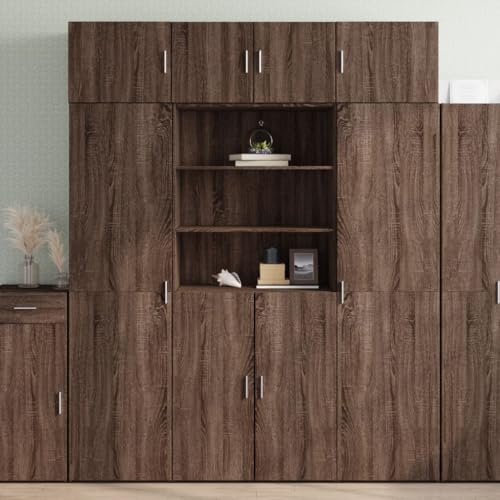 MOBCANT Highboard, Mehrzweckschrank Vorratsschrank Aufbewahrungsschrank Küchenbuffet Geeignet für Schlafzimmer Wohnbereich Foyer Korridor Braun Eichen-Optik 80x42,5x185 cm Holzwerkstoff von MOBCANT