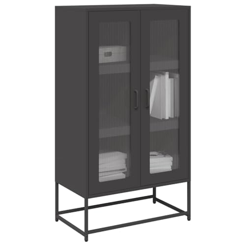 MOBCANT Highboard, Vitrinenschrank Arbeitsplatte Vorratsschrank Storage Cabinet Geeignet für Schlafzimmer Korridor Wohnbereich Foyer Schwarz 68x39x123 cm Stahl von MOBCANT