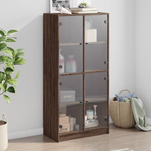 MOBCANT Highboard mit Türen, Arbeitsplatte Vorratsschrank Storage Cabinet Schränke Geeignet für Schlafzimmer Wohnbereich Korridor Küche Braun Eiche-Optik 68x37x142cm Holzwerkstoff von MOBCANT