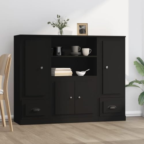 MOBCANT Highboards 3 STK, Küchenbuffet Kabinettmöbel Storage Cabinet Mehrzweckschrank Geeignet für Küche Schlafzimmer Foyer Wohnbereich Schwarz Holzwerkstoff MOBCANT Highboards 3 STK, Küchenbuffet Kabinettmöbel Storage Cabinet Mehrzweckschrank Geeignet für Küche Schlafzimmer Foyer Wohnbereich Schwarz Holzwerkstoff von MOBCANT