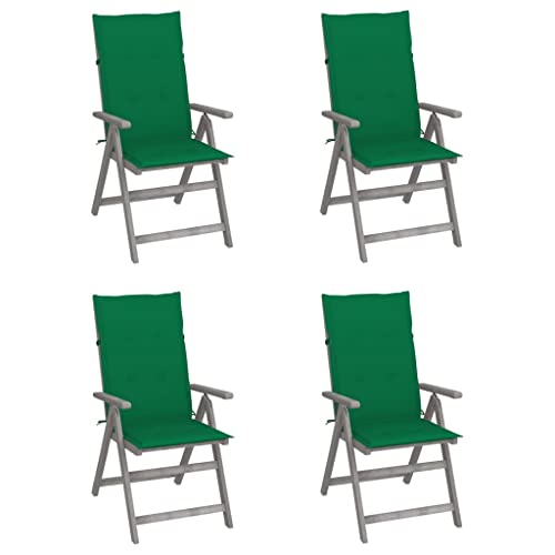 MOBCANT Hochlehner Verstellbar 4 STK, Bistrostühle Loungestuhl Balkonmöbel Gartenmöbel Geeignet für Garten Rasen Patio Business Exhibition mit Auflagen Massivholz Akazie von MOBCANT