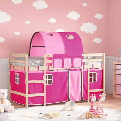 MOBCANT Kinderhochbett mit Tunnel, Einzelbett Betten Futonbett Bettsystem Geeignet für Gästezimmer Schlafzimmer Schulen Hotel Rosa 90x200 cm Massivholz Kiefer MOBCANT Kinderhochbett mit Tunnel, Einzelbett Betten Futonbett Bettsystem Geeignet für Gästezimmer Schlafzimmer Schulen Hotel Rosa 90x200 cm Massivholz Kiefer von MOBCANT