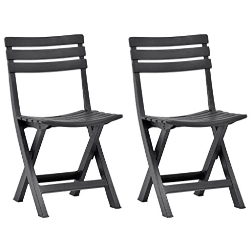 MOBCANT Klappbare Gartenstühle 2 STK, Balkonstühle Loungesessel Gartensessel Balkonmöbel Geeignet für Rasen Platz Balkon Patio Kunststoff Anthrazit von MOBCANT