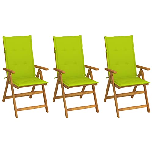 MOBCANT Klappbare Gartenstühle 3 STK mit Auflagen, Outdoor stühle Loungestuhl Gartenmöbel Bistrostühle Geeignet für Rasen Patio Platz Balkon Massivholz Akazie von MOBCANT