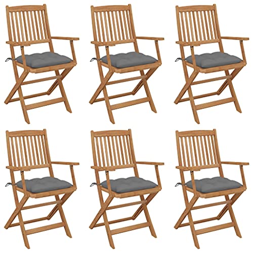 MOBCANT Klappbare Gartenstühle 6 STK mit Kissen, Loungesessel Strandstühle Loungestuhl Terrassenstühle Geeignet für Patio Rasen Balkon Platz Massivholz Akazie MOBCANT Klappbare Gartenstühle 6 STK mit Kissen, Loungesessel Strandstühle Loungestuhl Terrassenstühle Geeignet für Patio Rasen Balkon Platz Massivholz Akazie von MOBCANT