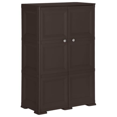 MOBCANT Kunststoffschrank 79x43x125 cm Holzdesign Braun, Büroschrank Vitrinenschrank Schränkchen Vorratsschrank Geeignet für Schule Wohnzimmer Schlafzimmer Flur von MOBCANT