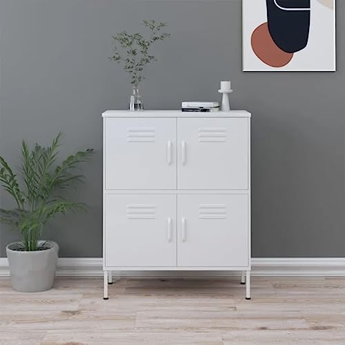 MOBCANT Lagerschrank Weiß 80x35x101,5 cm Stahl, Mehrzweckschrank Garderobenschrank Blechschrank Werkstattschrank Geeignet für Schlafzimmer Wohnzimmer Hotel Lagerraum von MOBCANT