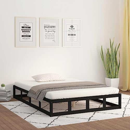 MOBCANT Massivholzbett, Bett Polsterbett Futonbett Tagesbett Geeignet für Hotel Wohnungen Schulen Schlafzimmer Schwarz 140x190 cm von MOBCANT