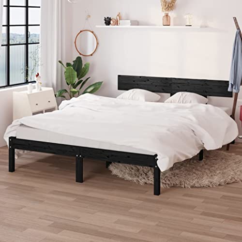 MOBCANT Massivholzbett, Bettsystem Bettrahmen Tagesbett Bettgestell Geeignet für Gästezimmer Hotel Schulen Schlafzimmer Schwarz Kiefer 140x190 cm von MOBCANT