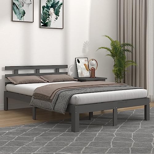 MOBCANT Massivholzbett, Futonbett Bett Hausbett Bettstütze Geeignet für Wohnungen Gästezimmer Schulen Schlafzimmer Grau 150x200 cm von MOBCANT