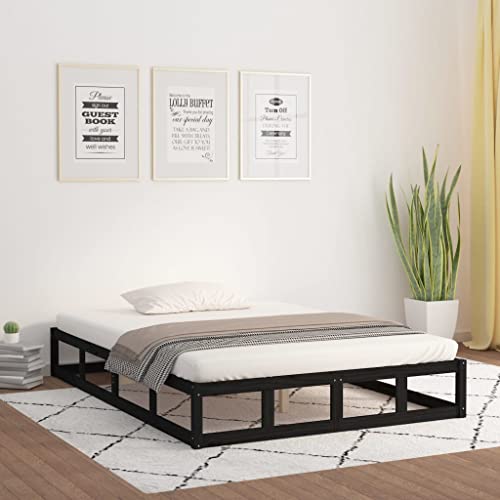 MOBCANT Massivholzbett, Tagesbett Doppelbett Futonbett Bettsystem Geeignet für Schlafzimmer Gästezimmer Schulen Hotel Schwarz 120x190 cm von MOBCANT