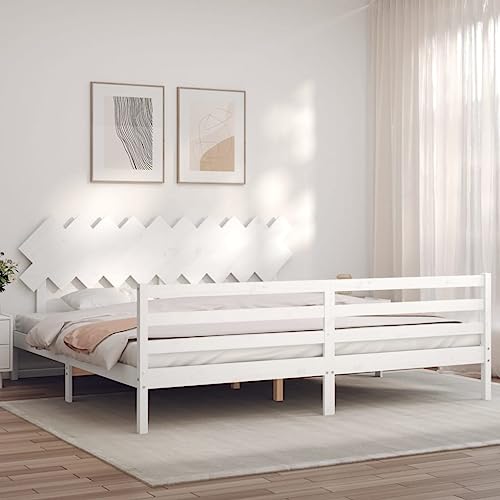 MOBCANT Massivholzbett mit Kopfteil, Doppelbett Bettsystem Futonbett Familienbett Geeignet für Gästezimmer Hotel Schlafzimmer Schulen Weiß 200x200 cm MOBCANT Massivholzbett mit Kopfteil, Doppelbett Bettsystem Futonbett Familienbett Geeignet für Gästezimmer Hotel Schlafzimmer Schulen Weiß 200x200 cm von MOBCANT