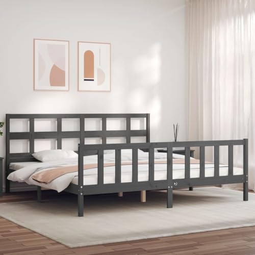 MOBCANT Massivholzbett mit Kopfteil, Polsterbett Futonbett Familienbett Hausbett Geeignet für Wohnungen Schulen Gästezimmer Hotel Grau 200x200 cm MOBCANT Massivholzbett mit Kopfteil, Polsterbett Futonbett Familienbett Hausbett Geeignet für Wohnungen Schulen Gästezimmer Hotel Grau 200x200 cm von MOBCANT