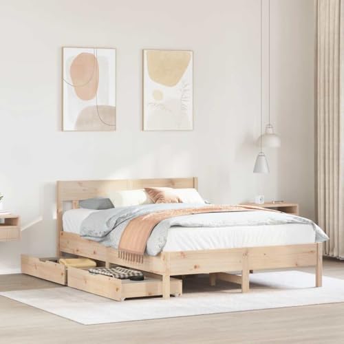 MOBCANT Massivholzbett ohne Matratze, Betten Polsterbett Hausbett Familienbett Geeignet für Wohnungen Schlafzimmer Gästezimmer Hotel 140x190 cm Kiefernholz von MOBCANT