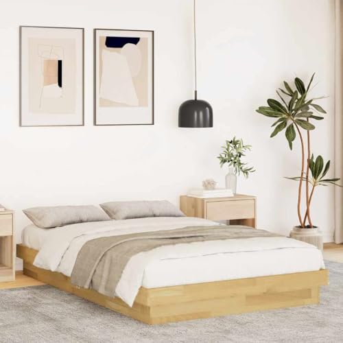 MOBCANT Massivholzbett ohne Matratze, Bettgestell Bett Polsterbett Futonbett Geeignet für Hotel Gästezimmer Schulen Schlafzimmer 120x200 cm Eichenholz von MOBCANT