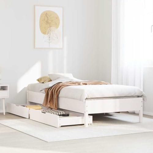 MOBCANT Massivholzbett ohne Matratze, Hausbett Bett Doppelbett Tagesbett Geeignet für Hotel Wohnungen Schlafzimmer Gästezimmer Weiß 100x200 cm Kiefernholz MOBCANT Massivholzbett ohne Matratze, Hausbett Bett Doppelbett Tagesbett Geeignet für Hotel Wohnungen Schlafzimmer Gästezimmer Weiß 100x200 cm Kiefernholz von MOBCANT