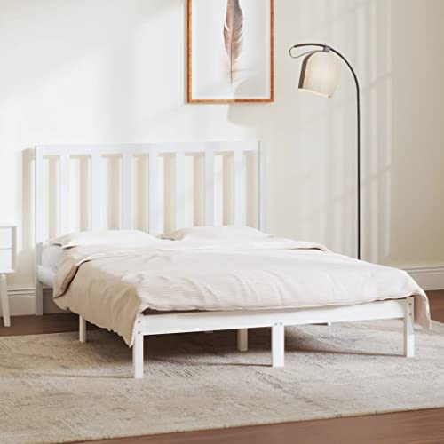 MOBCANT Massivholzbett ohne Matratze, Hausbett Bettgestell Polsterbett Bettsystem Geeignet für Hotel Schulen Schlafzimmer Wohnungen Weiß 140x190 cm Kiefernholz von MOBCANT